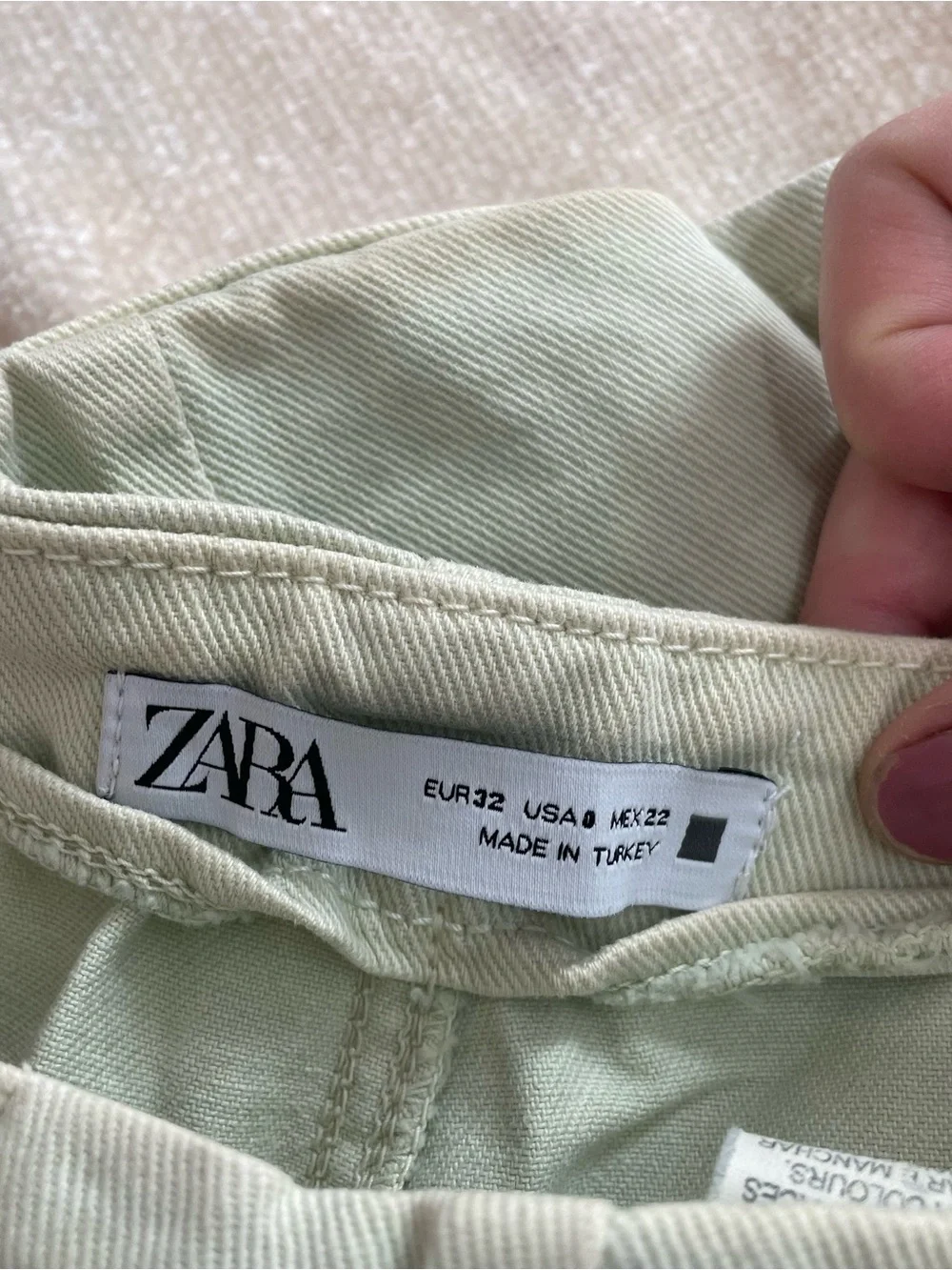 Zara Woman Mint Green Wide-Leg Jeans Front Patch pockets size 2 100% cotton - Picture 9 of 12